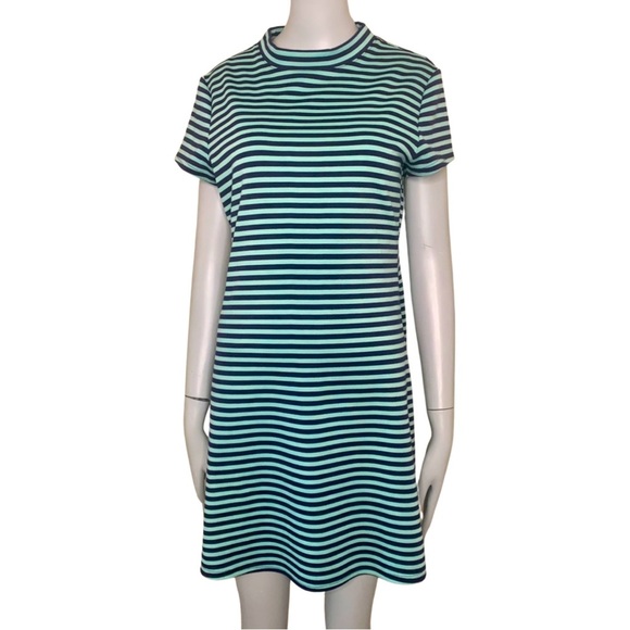 FREE PEOPLE Beach Striped Dress Navy Multi Knit Cover Up Short Sleeves Casual - Picture 4 of 14